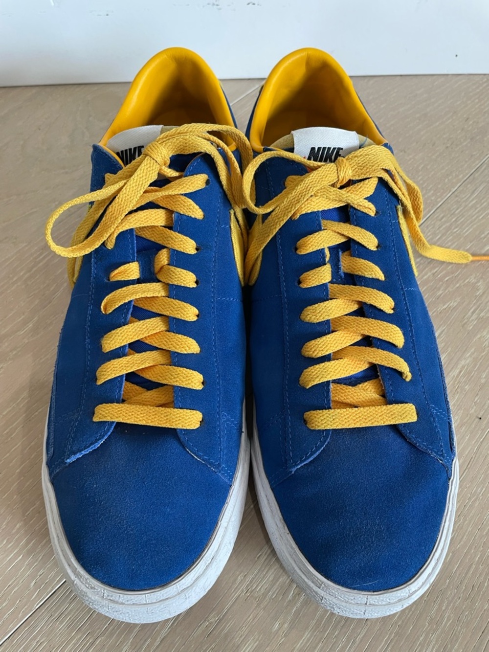 Nike Men’s Blue Suede Sneakers with Yellow Accents